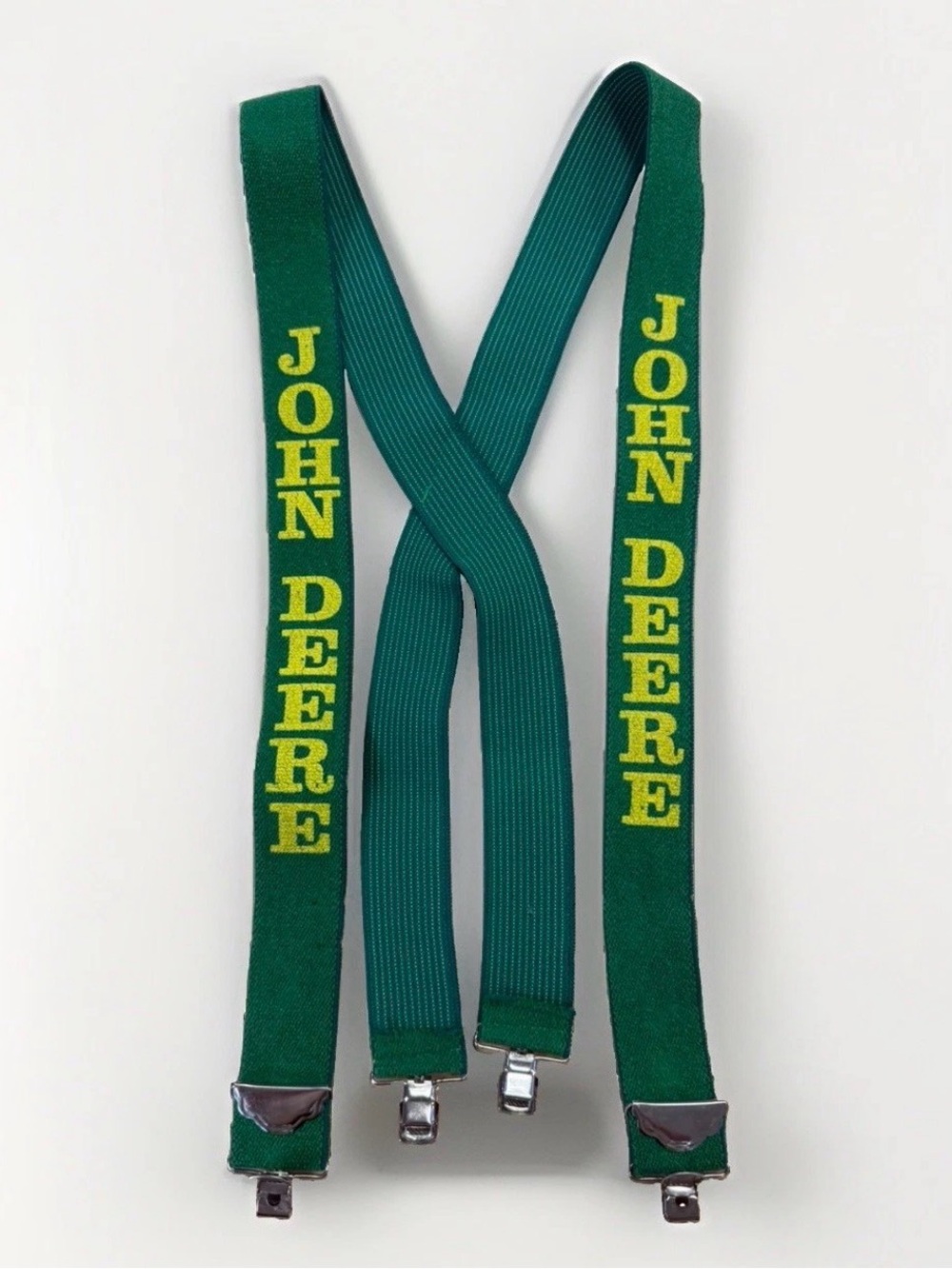 VTG John Deere Suspenders Green Yellow Spellout Logo Adjustable Men's Braces